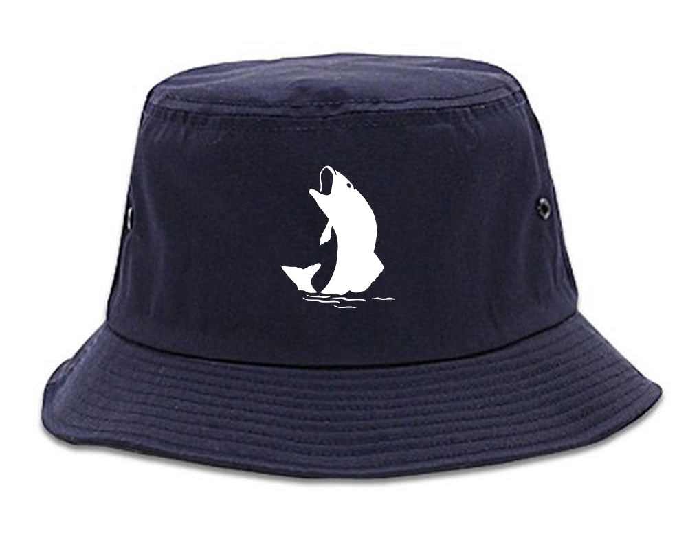 Fish_Fisherman Navy Blue Bucket Hat