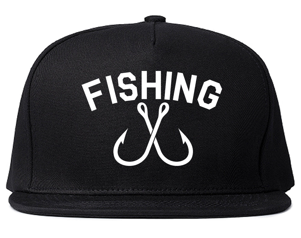 Fishing_Hook_Logo Black Snapback Hat