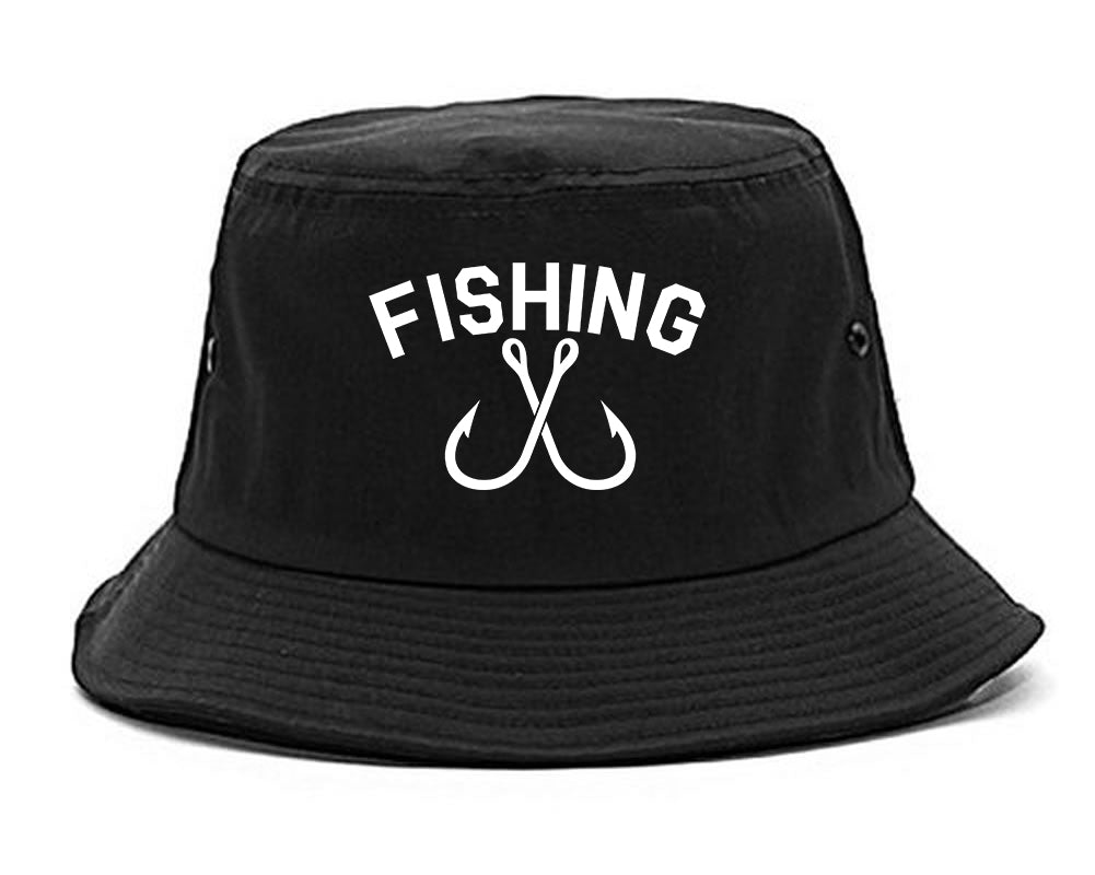 Fishing Hook Logo Mens Bucket Hat by Kings of Ny. Black / Os