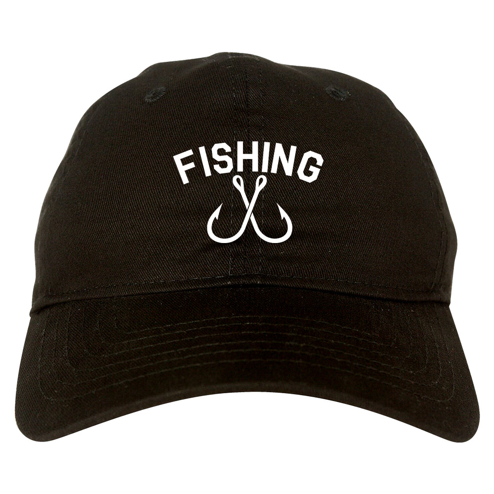 Fishing Hook Logo Mens Dad Hat Baseball Cap by Kings of Ny. Black / Os