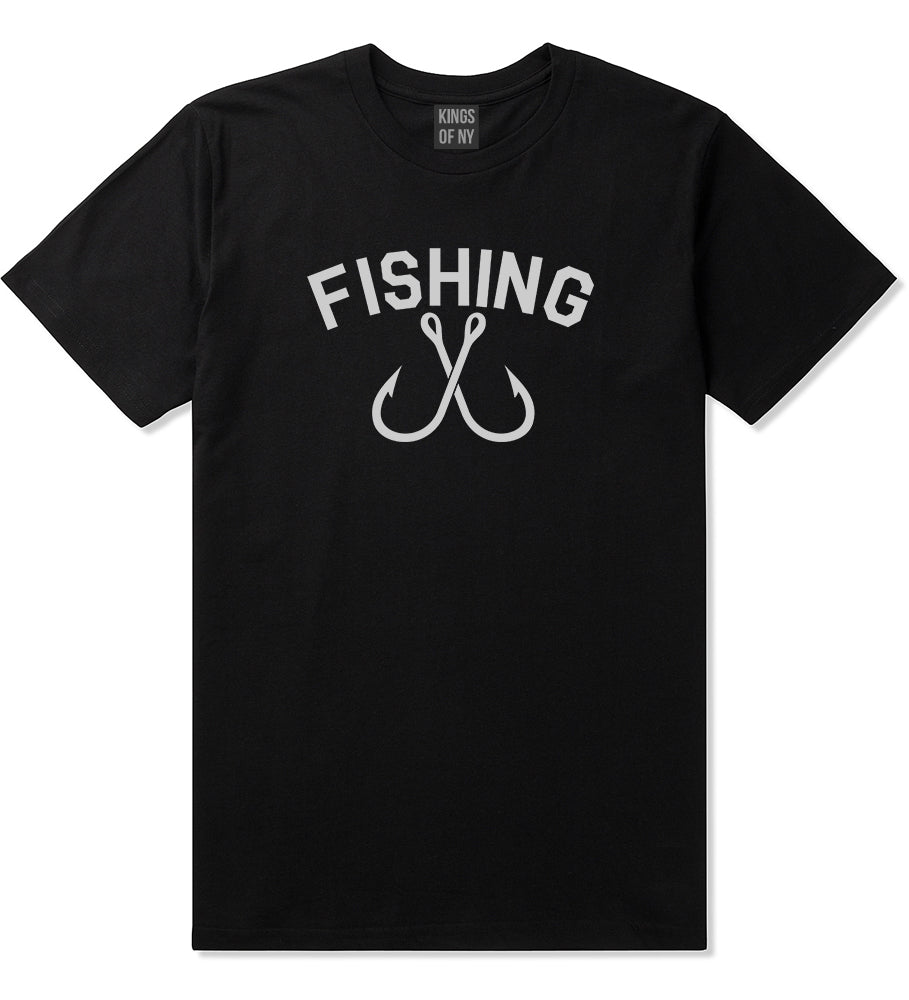 Fishing Hook Logo Mens Black T-Shirt by KINGS OF NY