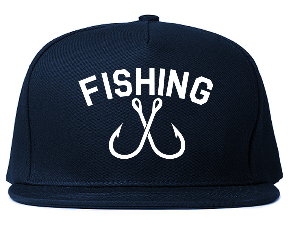 Fishing_Hook_Logo Navy Blue Snapback Hat