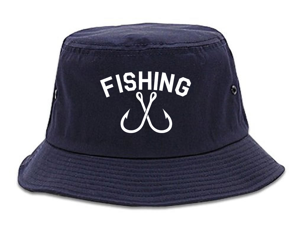 Fishing_Hook_Logo Navy Blue Bucket Hat