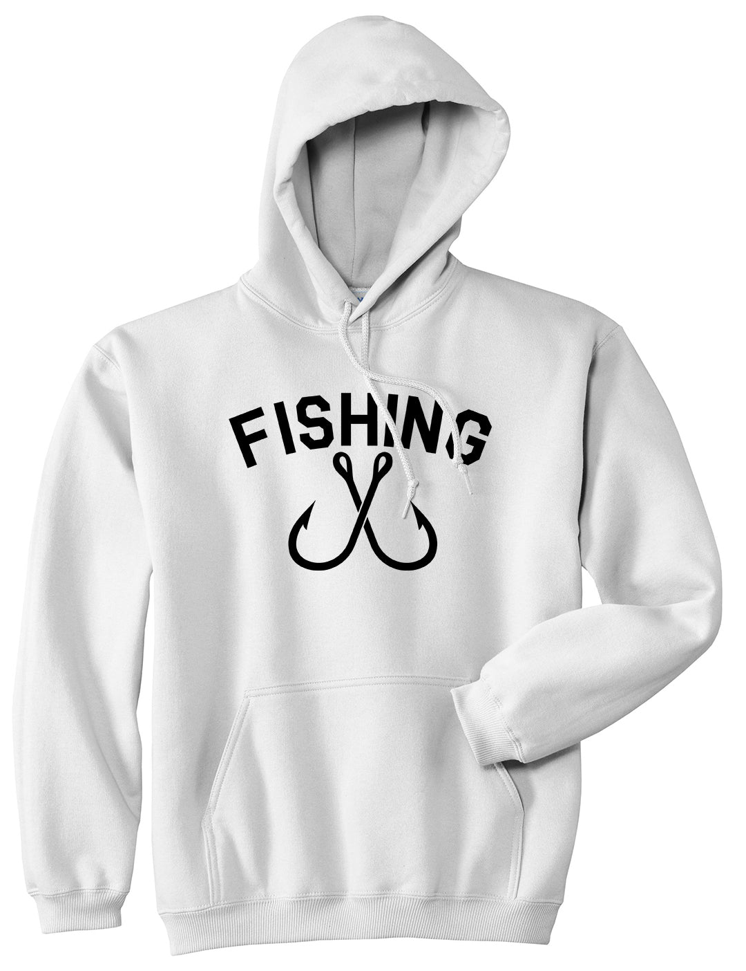 Fishing Hook Logo Mens White Pullover Hoodie by KINGS OF NY