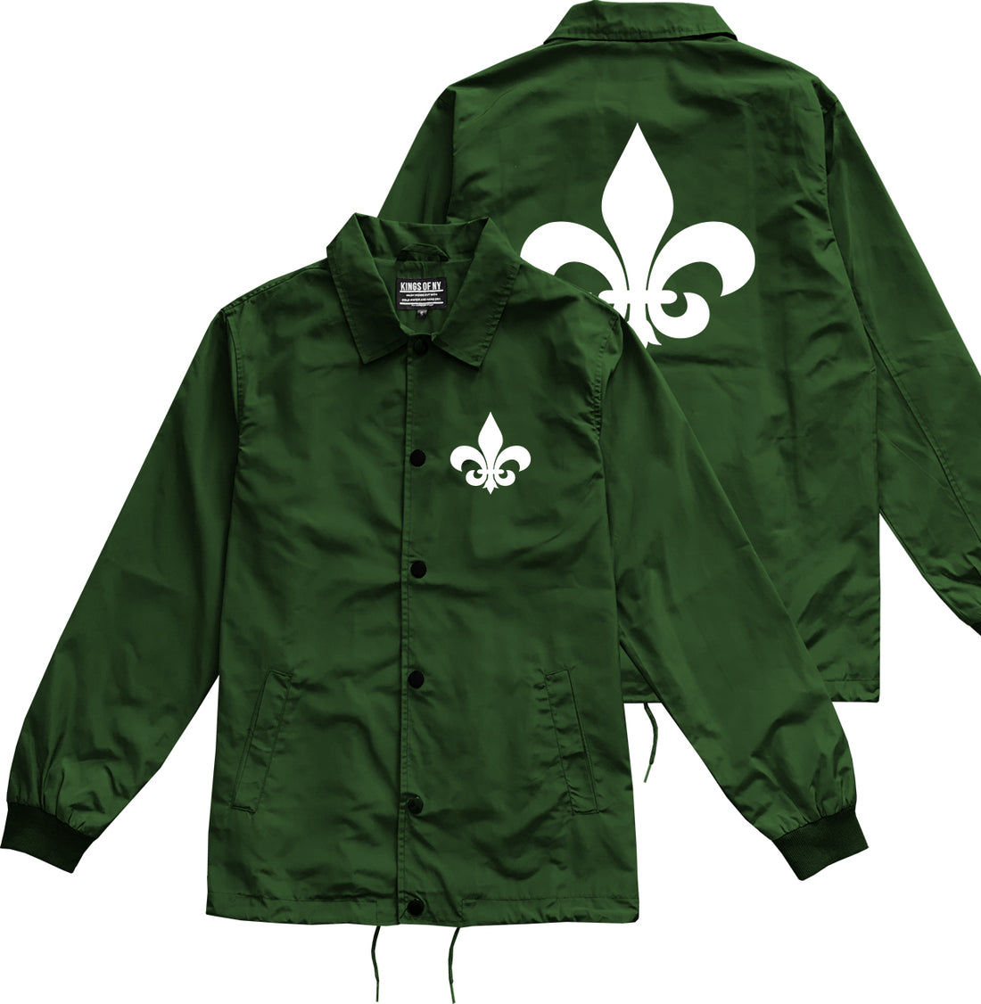 Fleur De Lis Chest Mens Green Coaches Jacket by KINGS OF NY