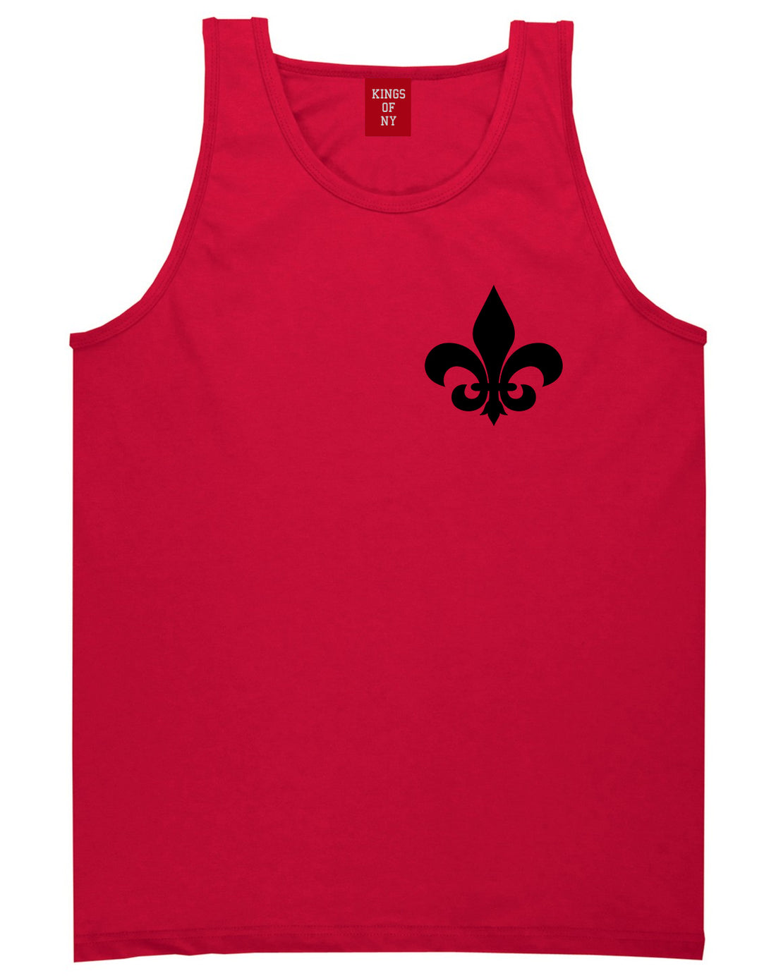 Fleur De Lis Chest Mens Red Tank Top Shirt by KINGS OF NY
