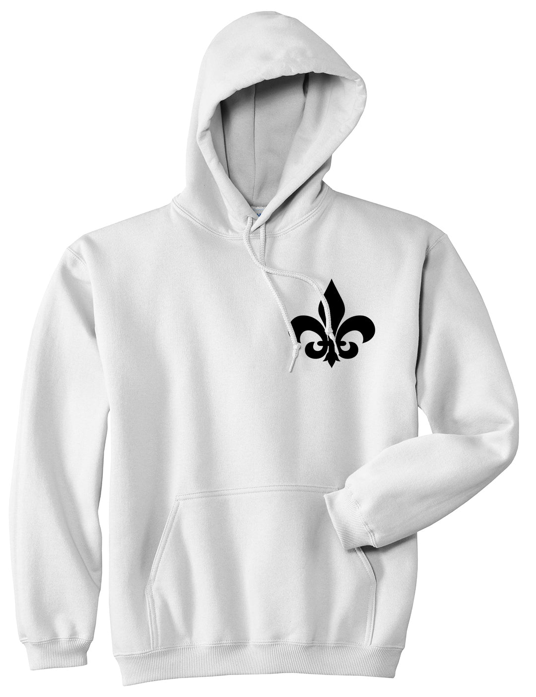 Fleur De Lis Chest Mens White Pullover Hoodie by KINGS OF NY