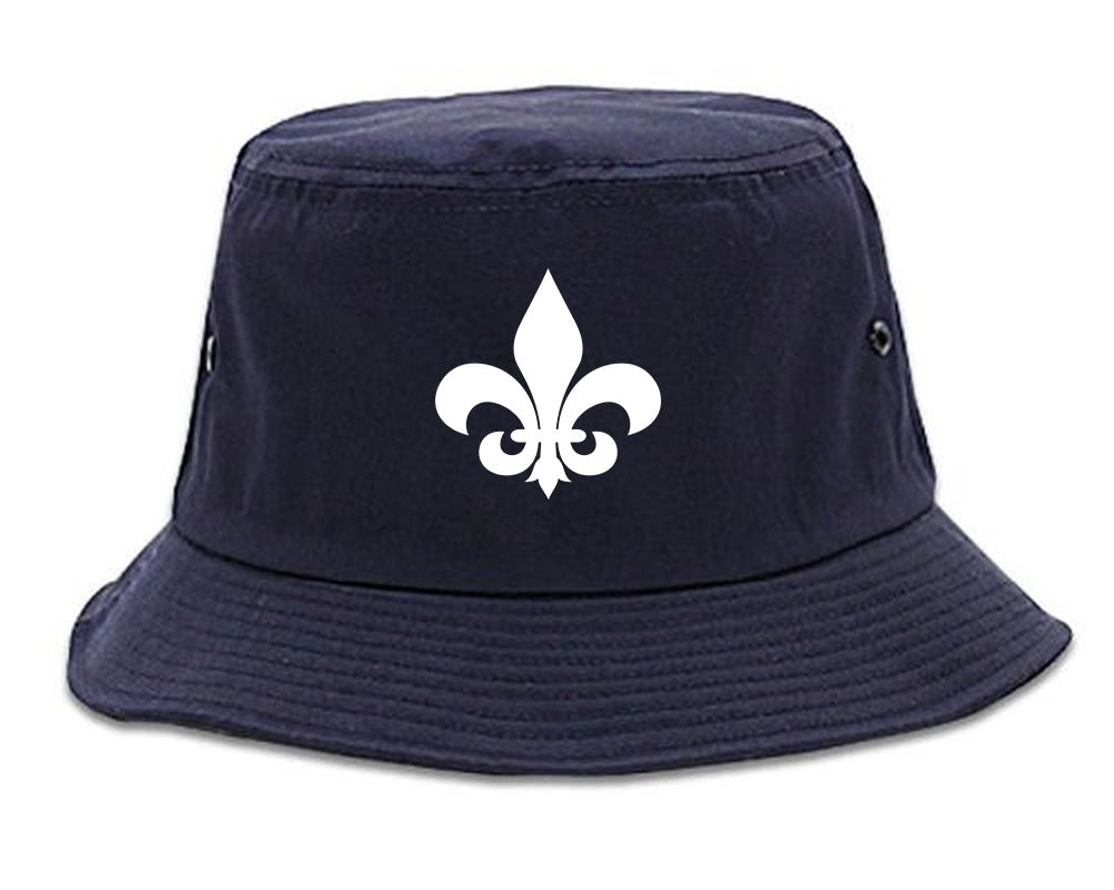 Fleur_De_Lis Navy Blue Bucket Hat