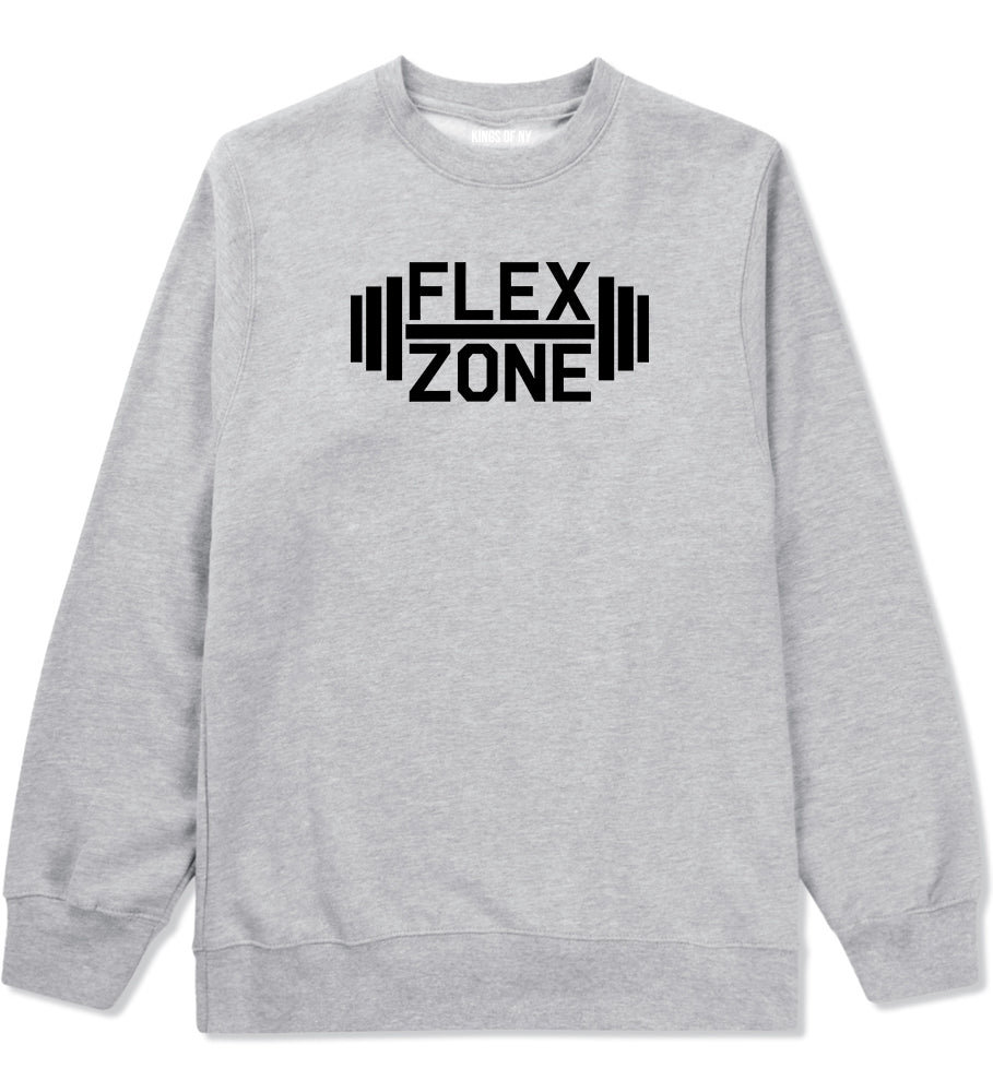 Flex Zone Fitness Gym Mens Grey Crewneck Sweatshirt by KINGS OF NY