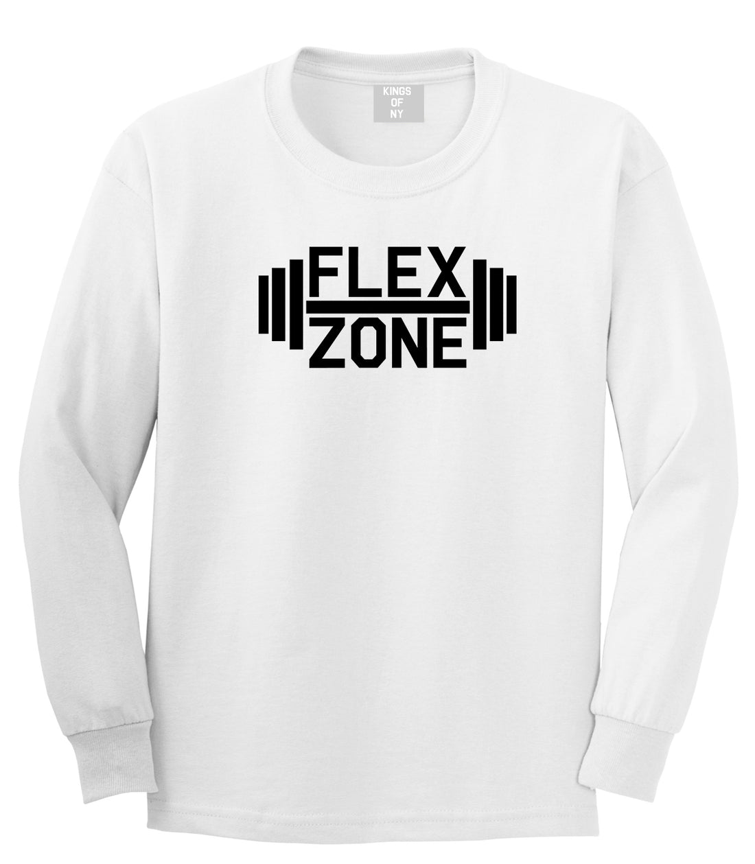 Flex Zone Fitness Gym Mens White Long Sleeve T-Shirt by KINGS OF NY