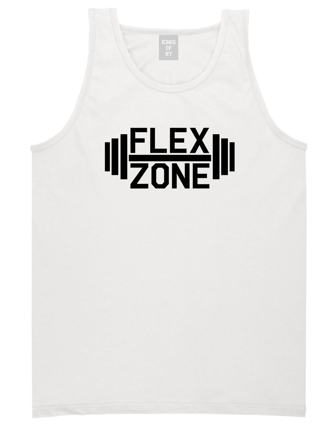 Flex Zone Fitness Gym Mens White Tank Top Shirt by KINGS OF NY