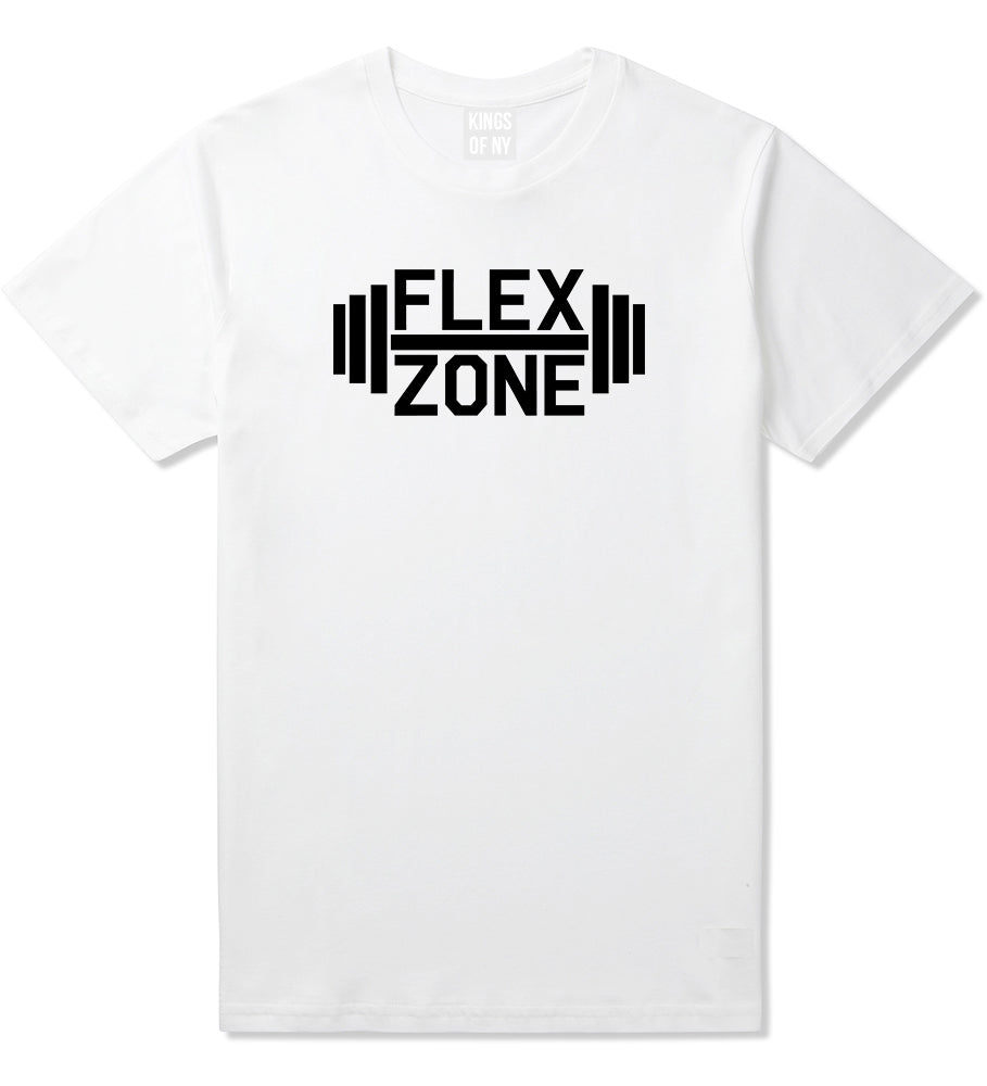 Flex Zone Fitness Gym Mens White T-Shirt by KINGS OF NY