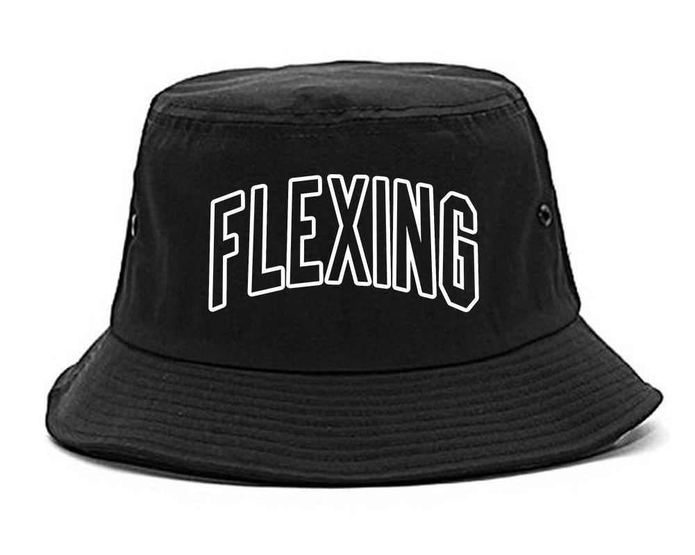 Flexing Outline Mens Bucket Hat Black