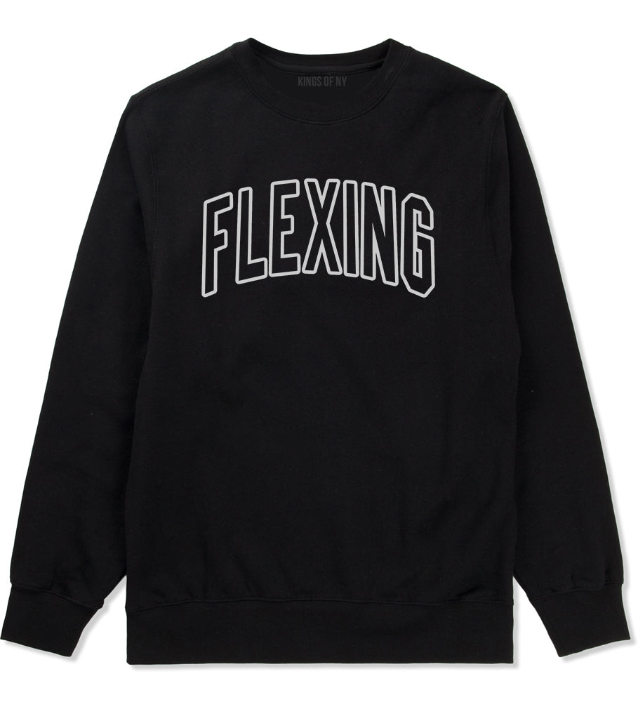 Flexing Outline Mens Crewneck Sweatshirt Black