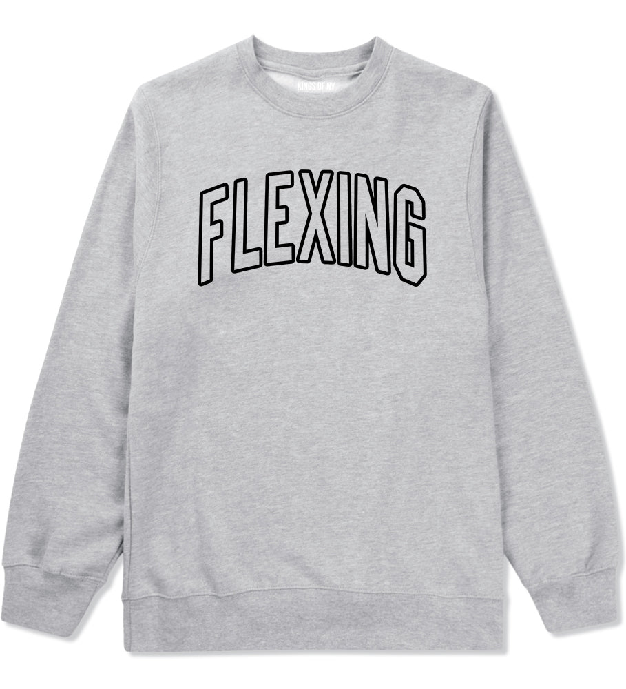 Flexing Outline Mens Crewneck Sweatshirt Grey