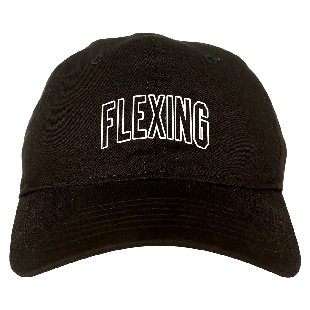 Flexing Outline Mens Dad Hat Black