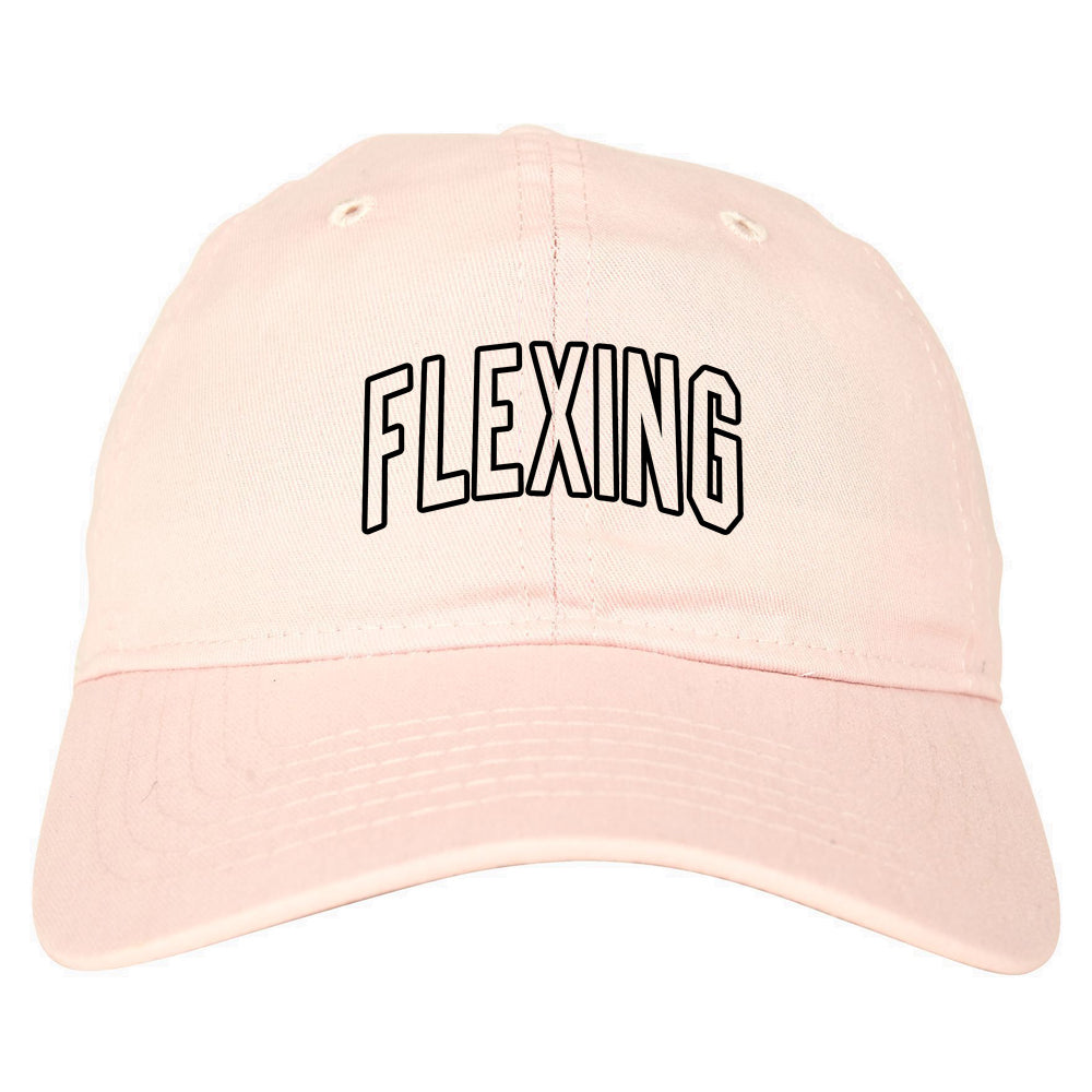 Flexing Outline Mens Dad Hat Pink