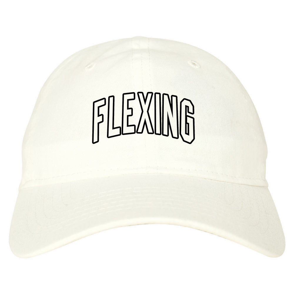 Flexing Outline Mens Dad Hat White