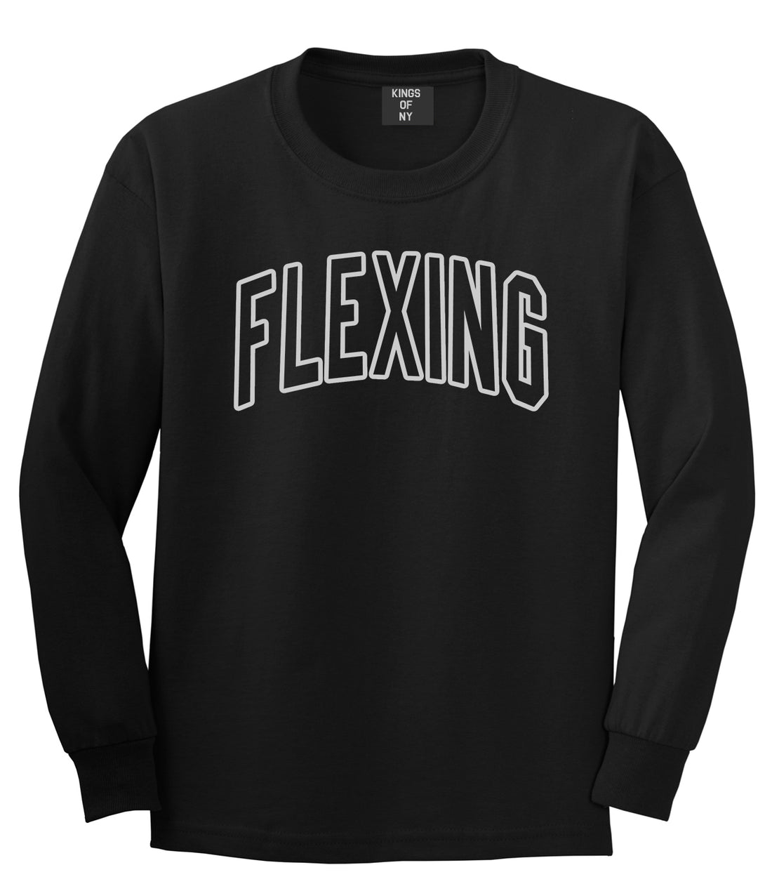 Flexing Outline Mens Long Sleeve T-Shirt Black