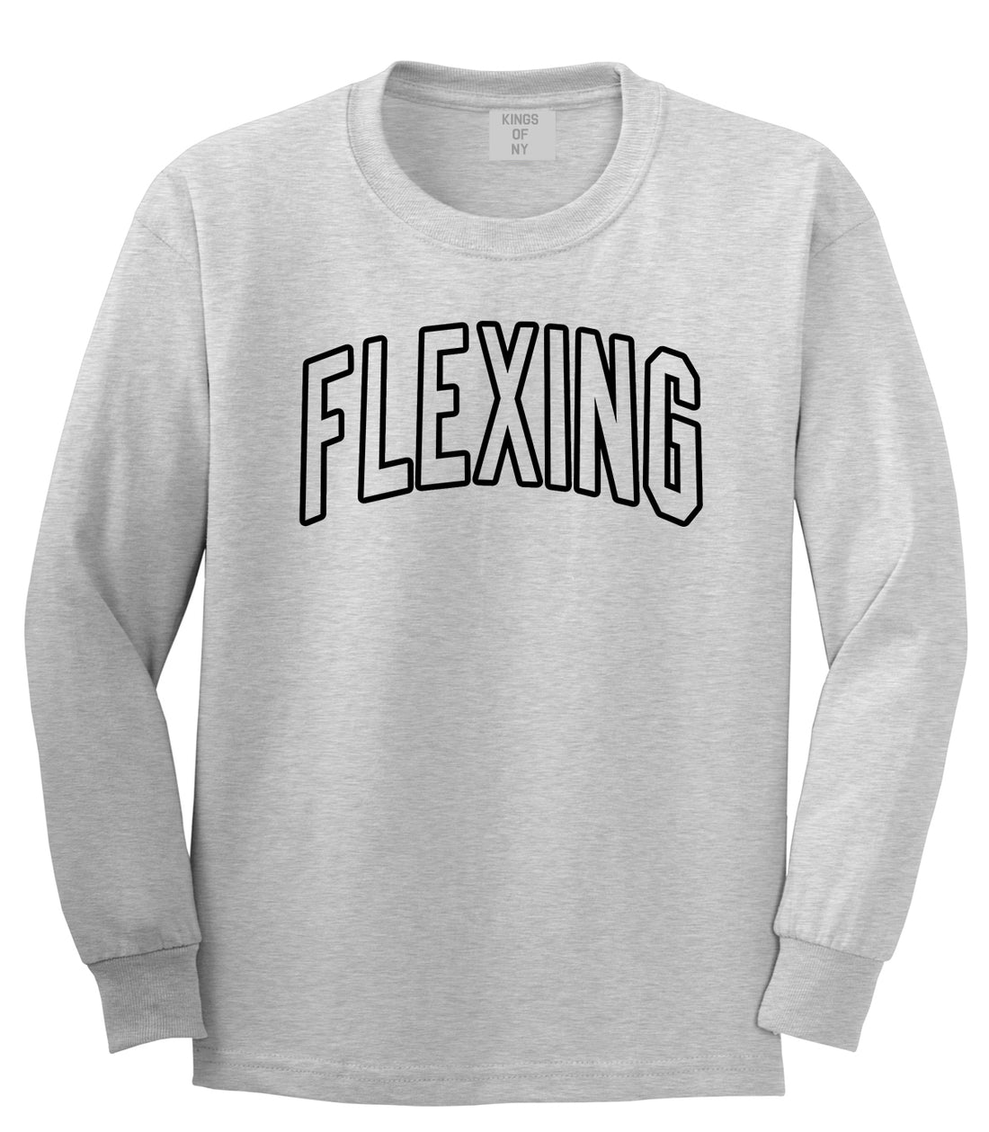 Flexing Outline Mens Long Sleeve T-Shirt Grey