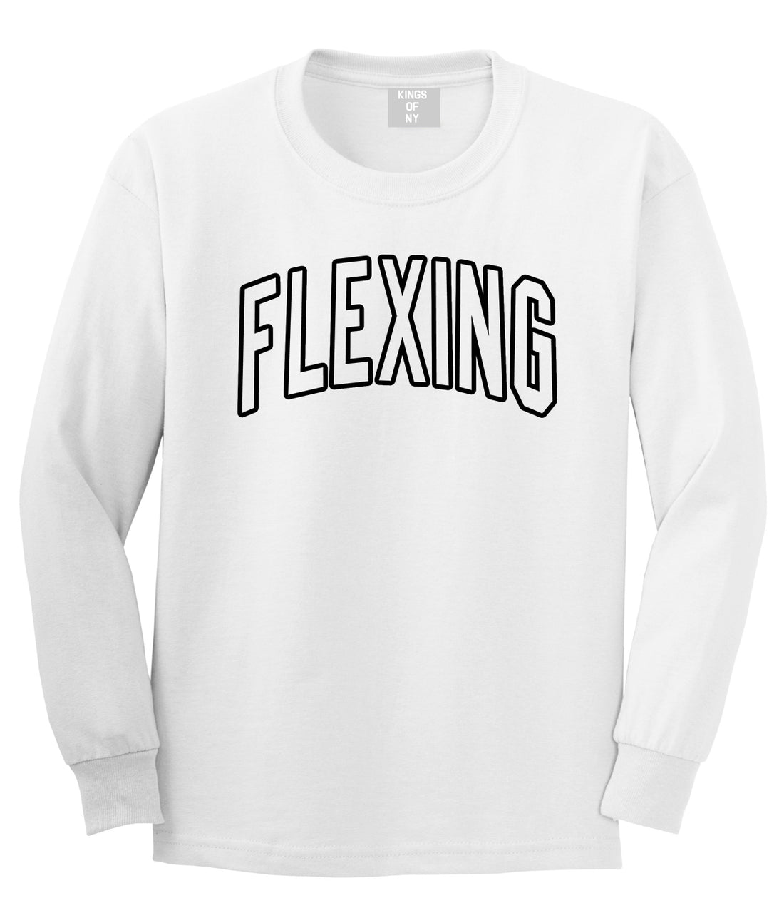 Flexing Outline Mens Long Sleeve T-Shirt White
