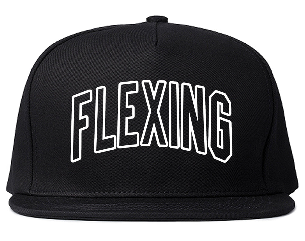 Flexing Outline Mens Snapback Hat Black
