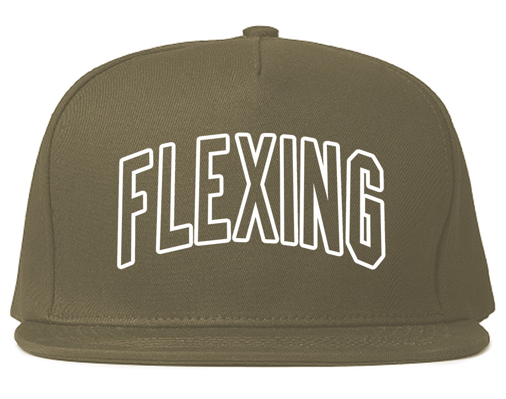 Flexing Outline Mens Snapback Hat Grey