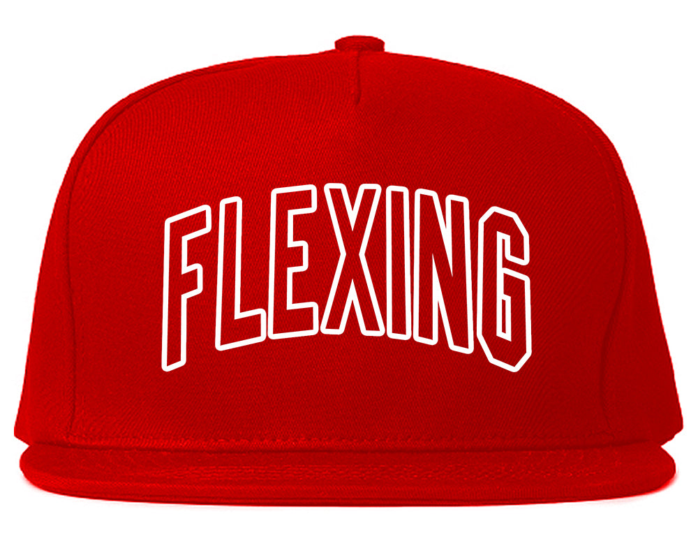 Flexing Outline Mens Snapback Hat Red