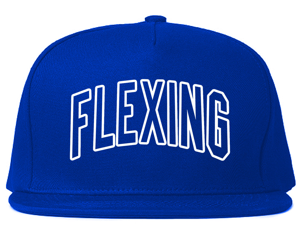 Flexing Outline Mens Snapback Hat Royal Blue