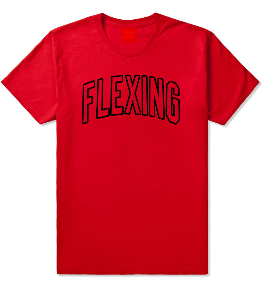 Flexing Outline Mens T-Shirt Red