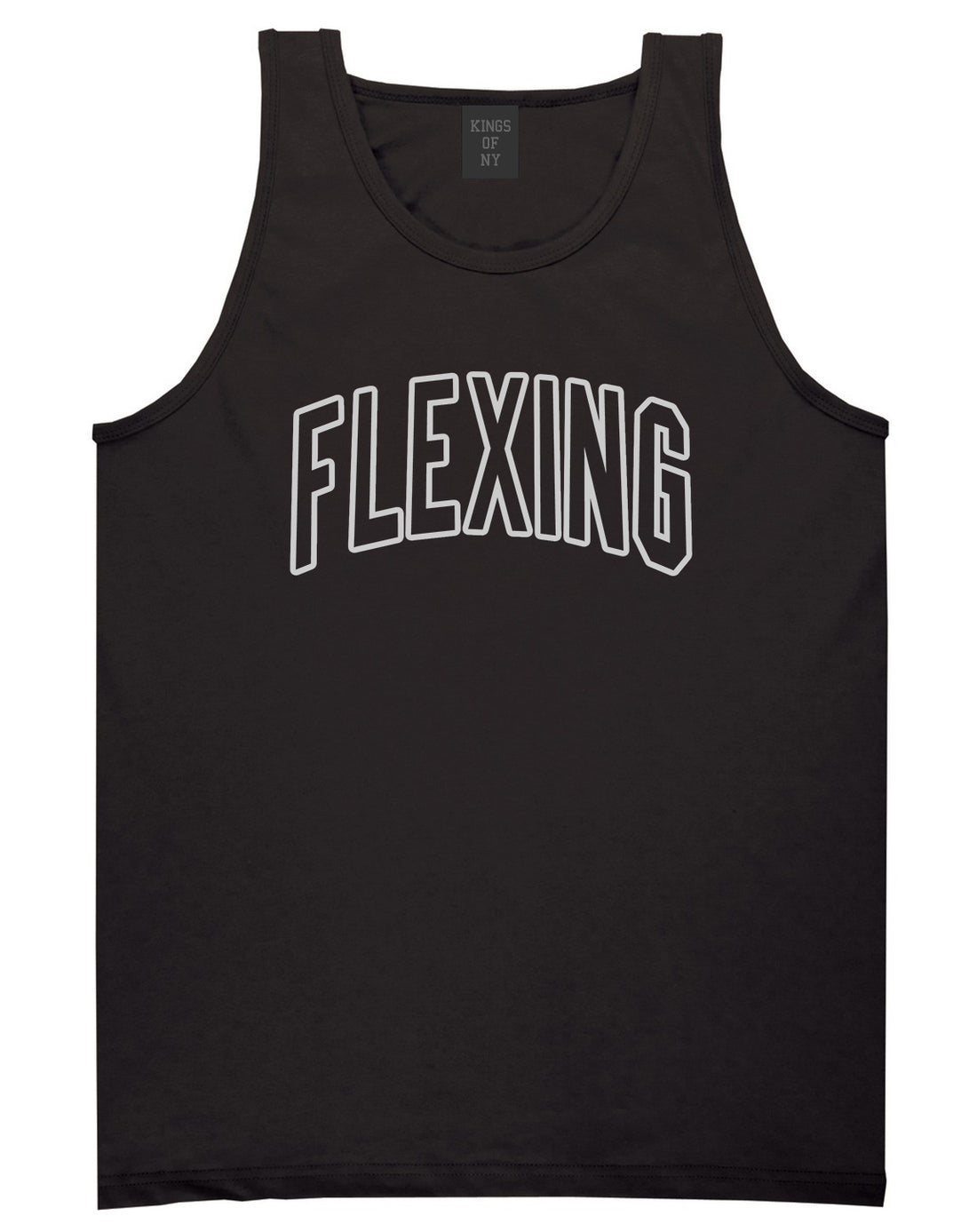 Flexing Outline Mens Tank Top T-Shirt Black