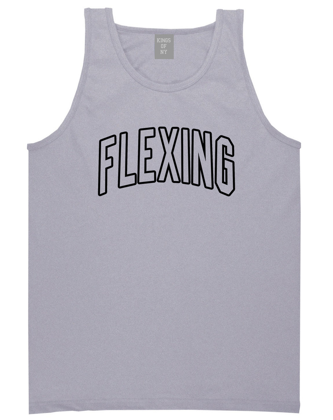Flexing Outline Mens Tank Top T-Shirt Grey