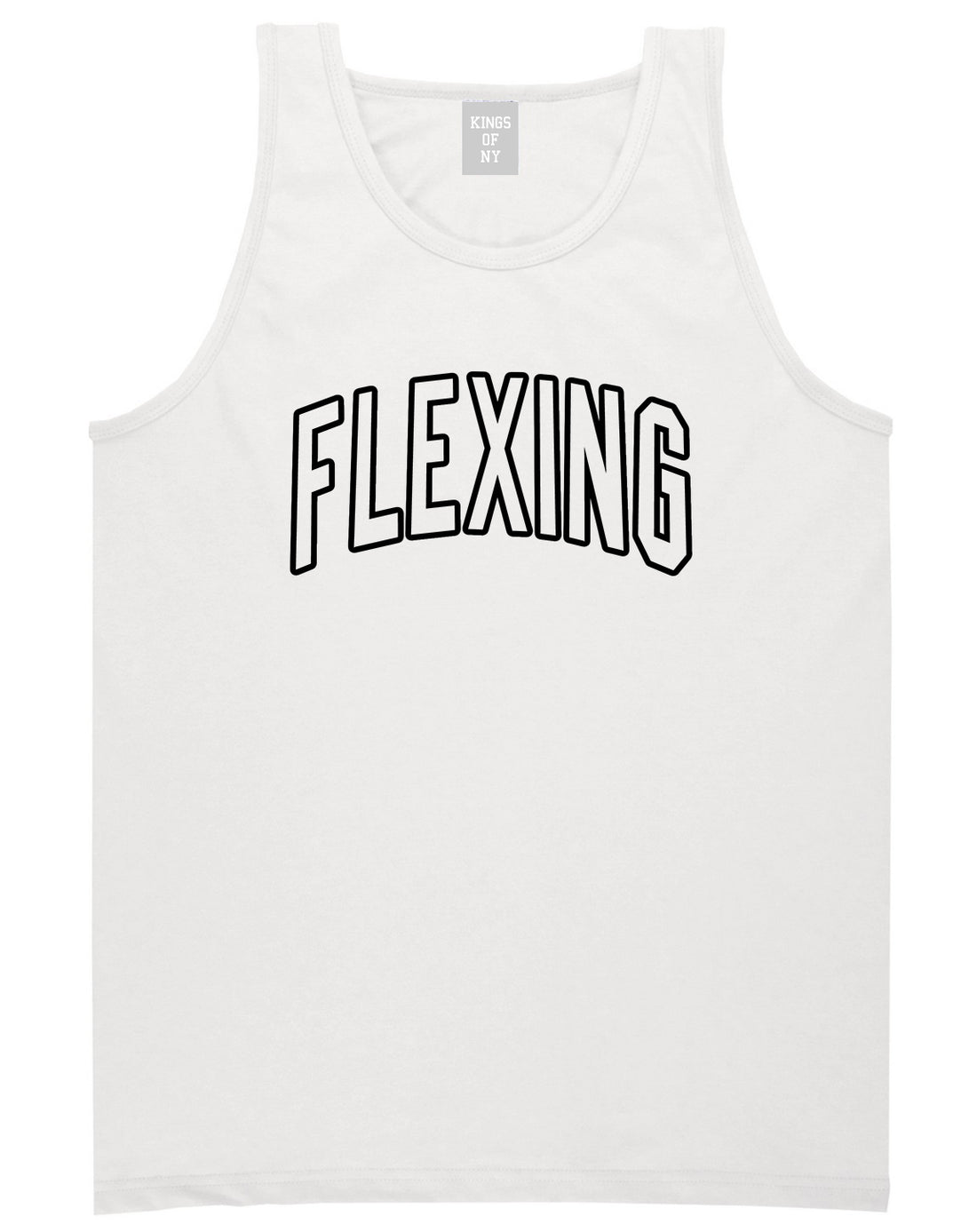 Flexing Outline Mens Tank Top T-Shirt White