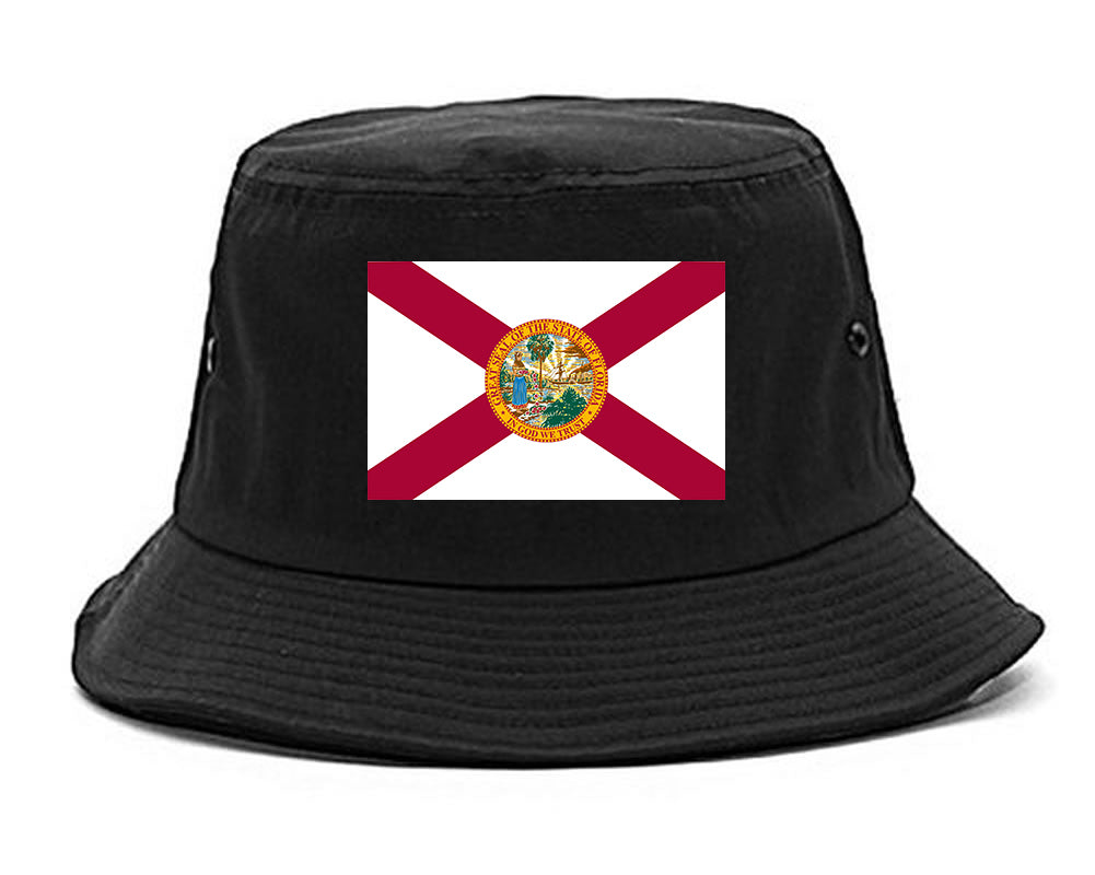 Florida State Flag FL Chest Mens Bucket Hat Black
