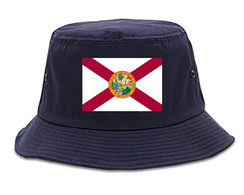 Florida State Flag FL Chest Mens Bucket Hat Navy Blue