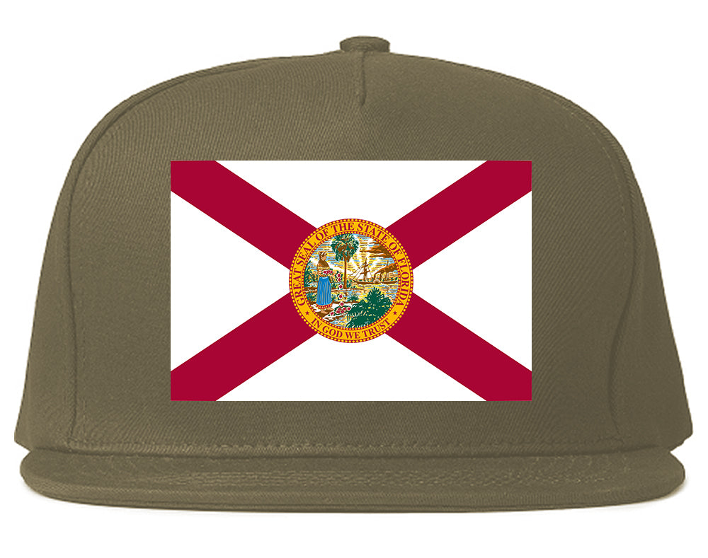 Florida State Flag FL Chest Mens Snapback Hat Grey