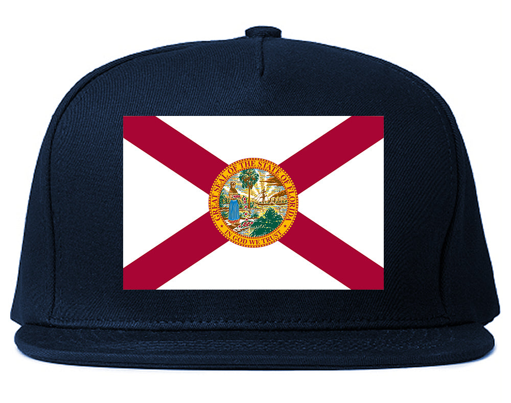 Florida State Flag FL Chest Mens Snapback Hat Navy Blue