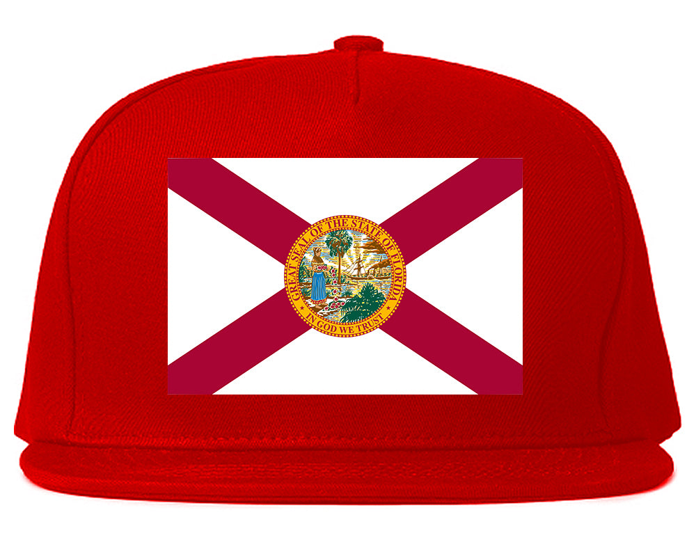 Florida State Flag FL Chest Mens Snapback Hat Red
