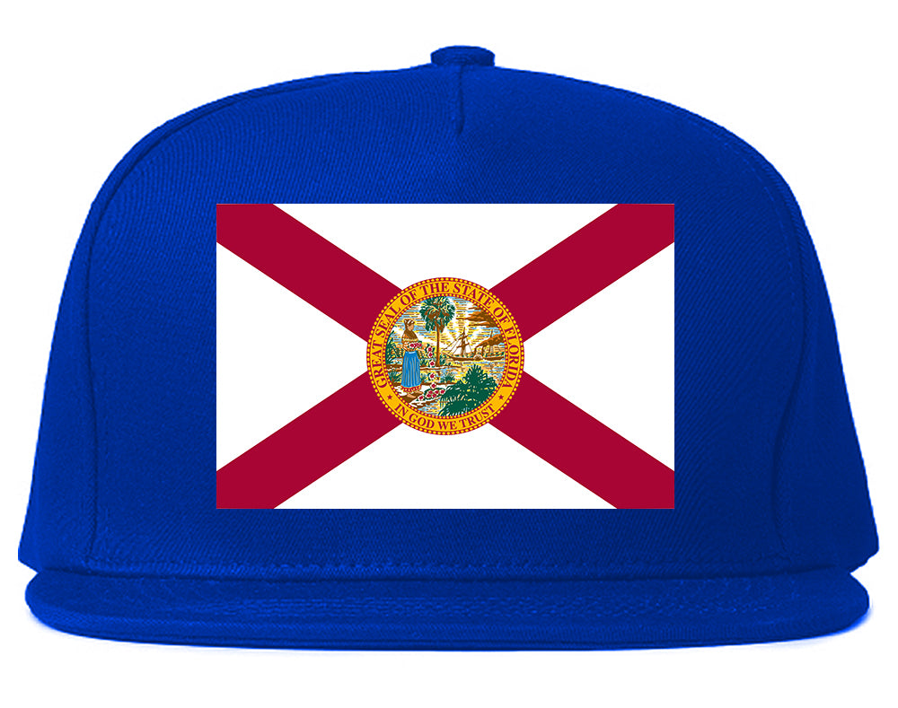 Florida State Flag FL Chest Mens Snapback Hat Royal Blue