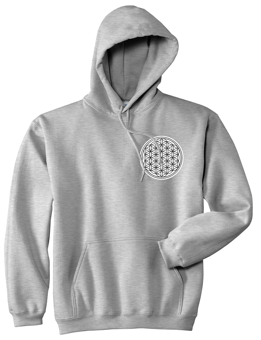 Flower Of Life Chest Mens Grey Pullover Hoodie by KINGS OF NY