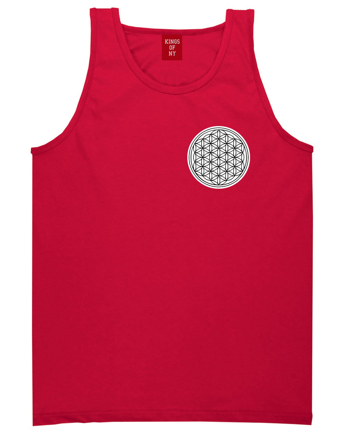 Flower Of Life Chest Mens Red Tank Top Shirt by KINGS OF NY