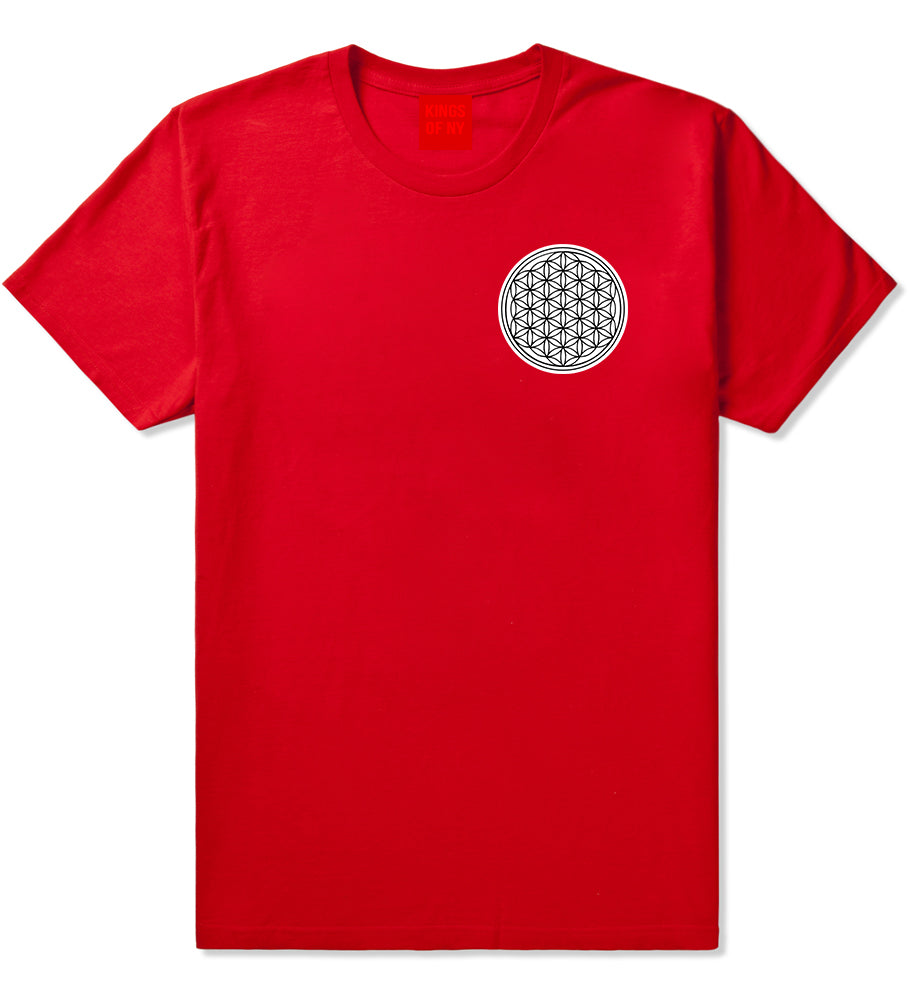 Flower Of Life Chest Mens Red T-Shirt by KINGS OF NY