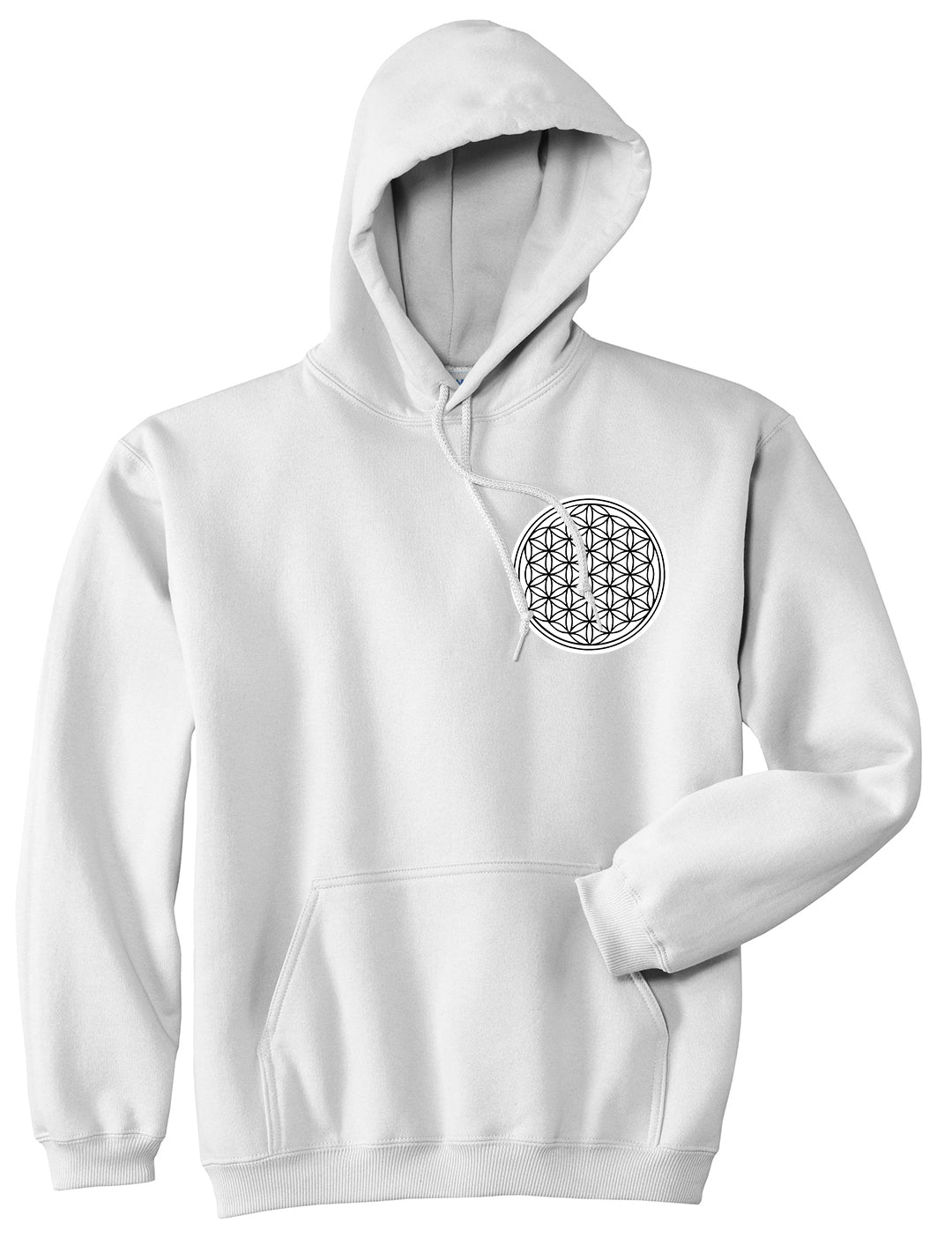 Flower Of Life Chest Mens White Pullover Hoodie by KINGS OF NY