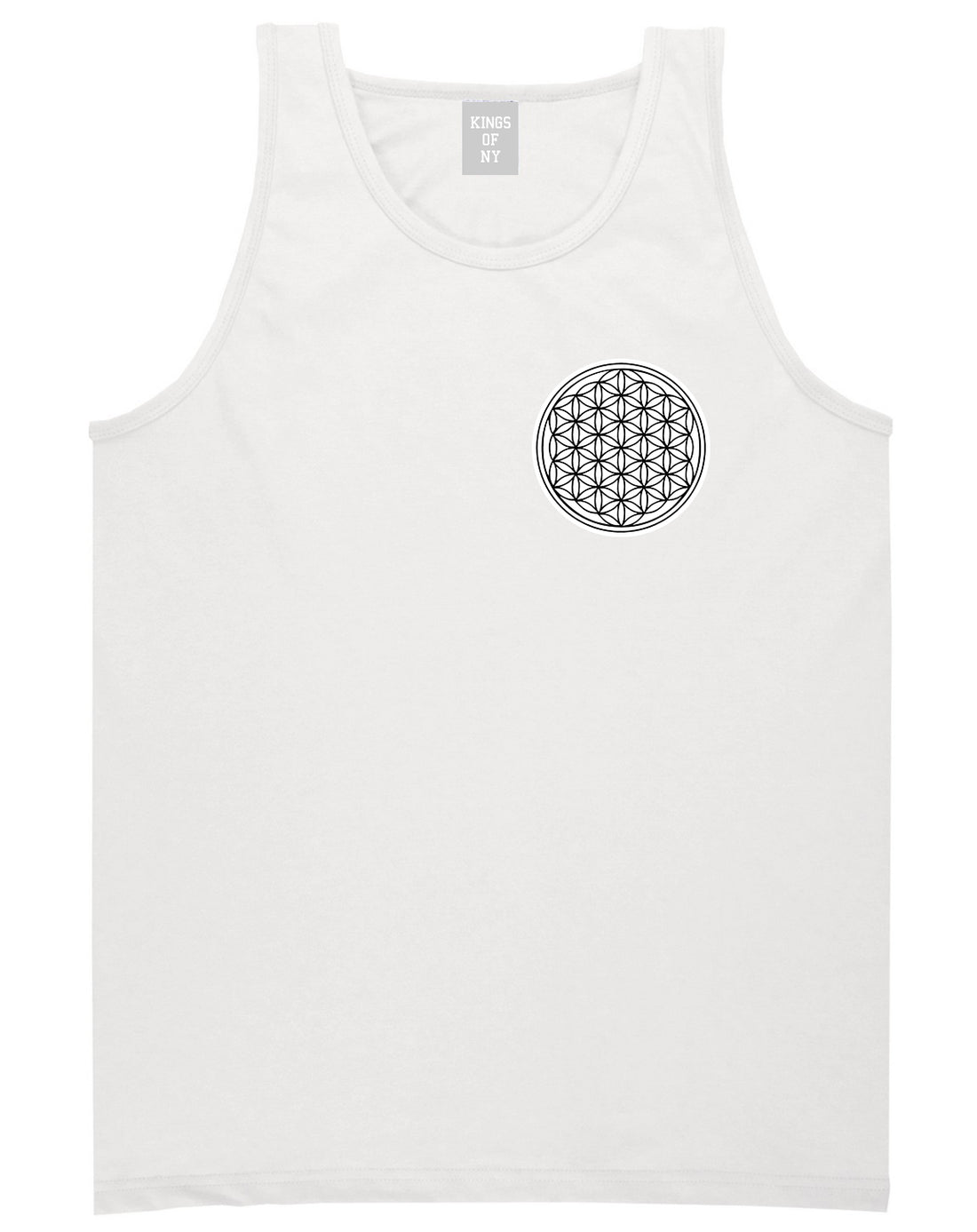 Flower Of Life Chest Mens White Tank Top Shirt by KINGS OF NY