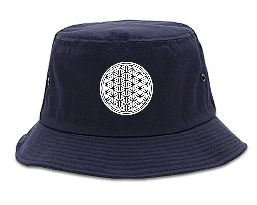 Flower_Of_Life Navy Blue Bucket Hat