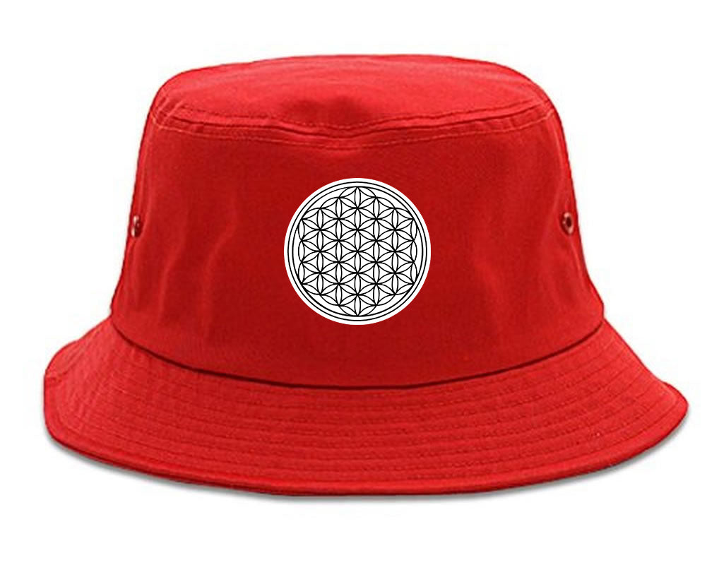 Flower_Of_Life Red Bucket Hat