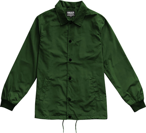 Green Mens Nylon Windbreaker Coaches Jacket