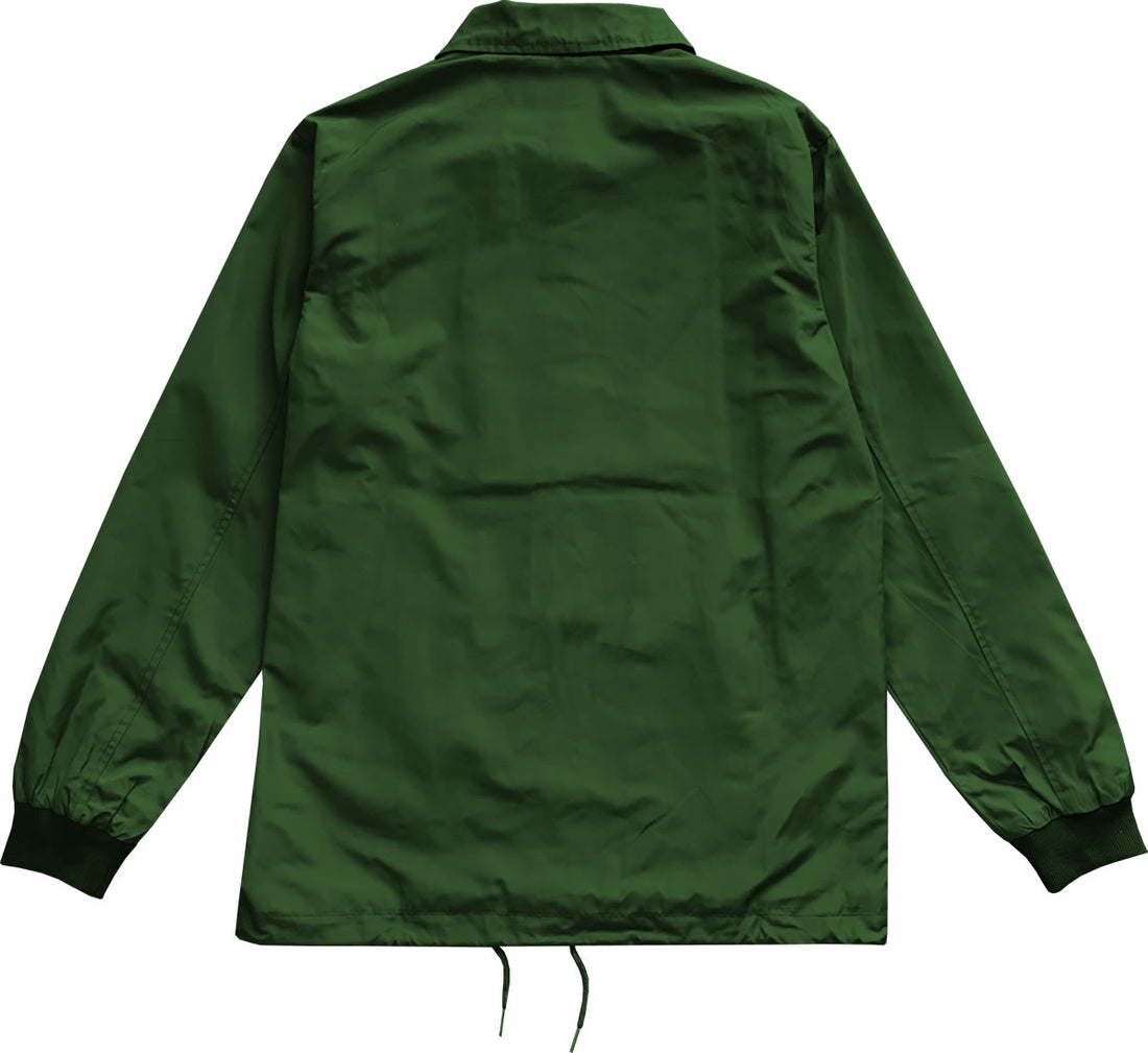 Green Mens Nylon Windbreaker Coaches Jacket Back