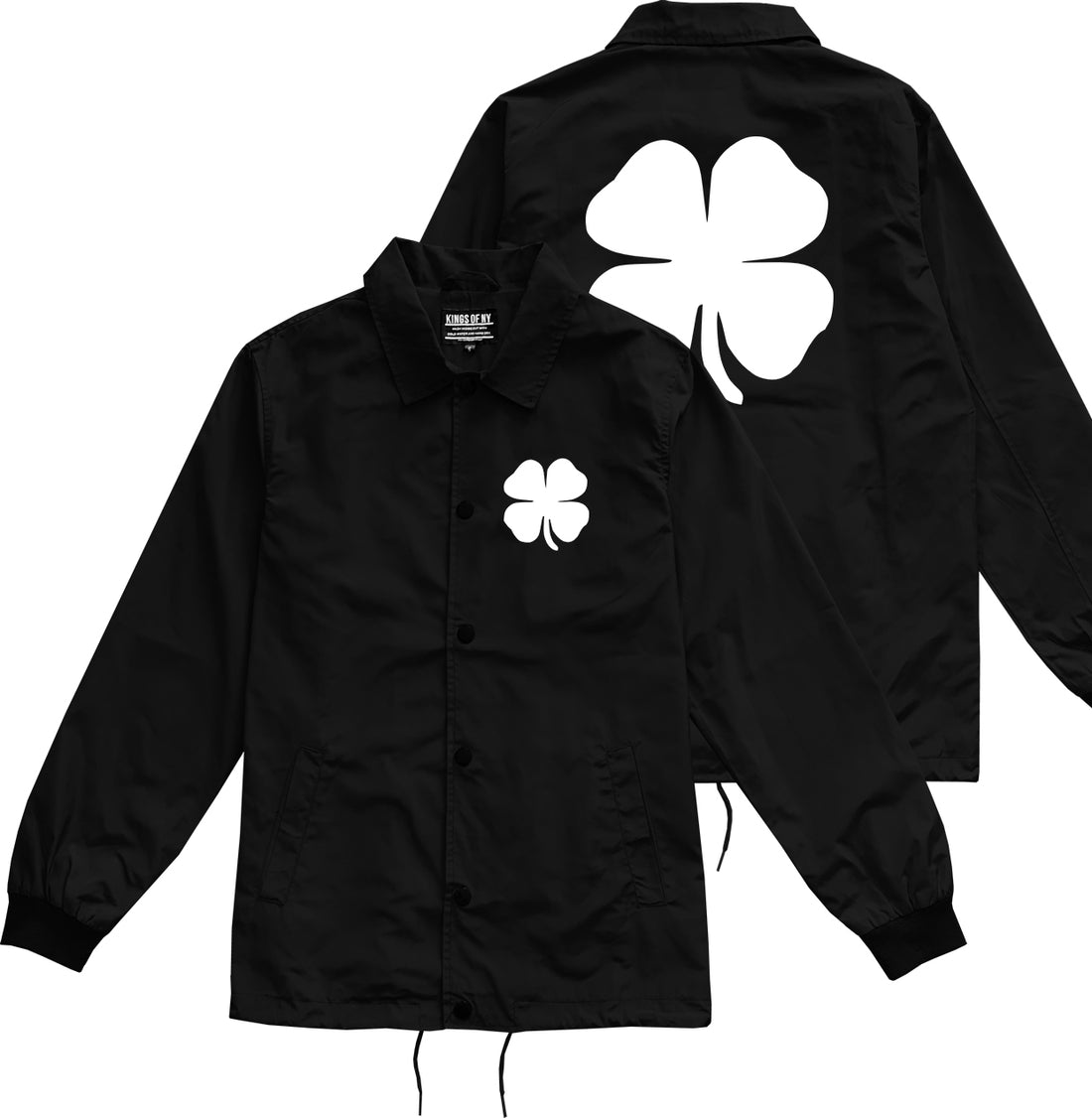 Four Leaf Clover Chest Black Coaches Jacket by Kings Of NY
