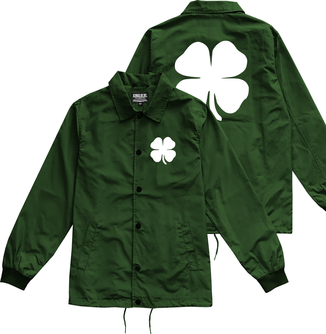 Four Leaf Clover Chest Green Coaches Jacket by Kings Of NY
